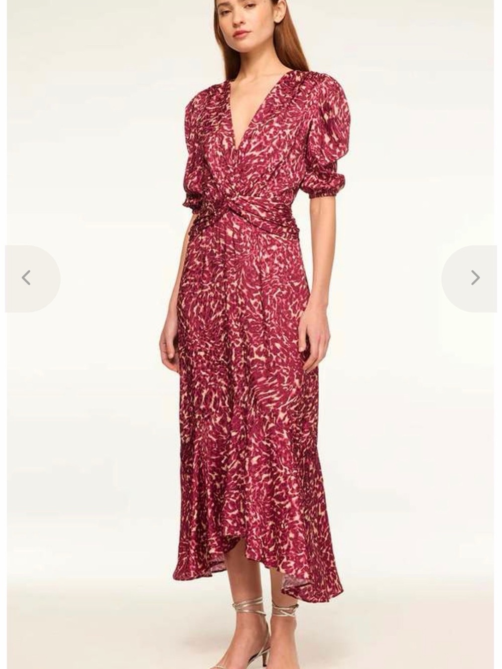 Misa Los Angeles Burgundy & Cream Printed Midi/ Maxi Dress